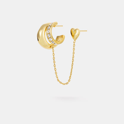 double piercing hoop & heart stud