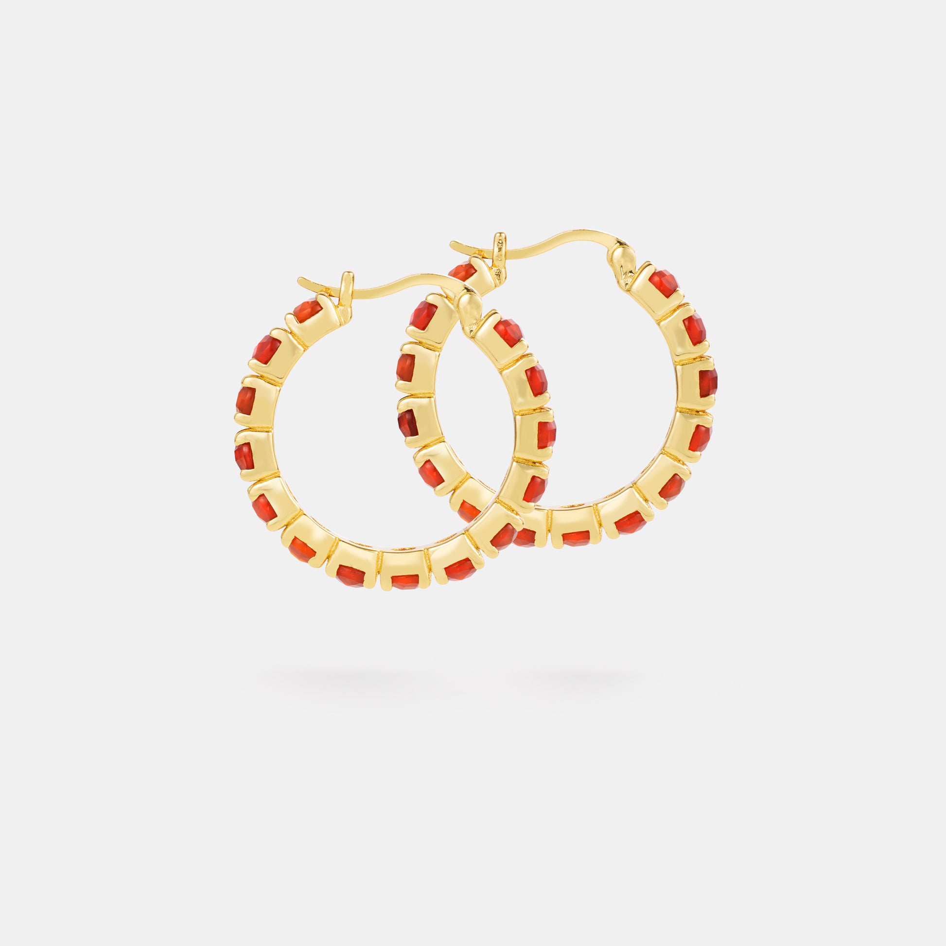 25mm carnelian hoop earrings