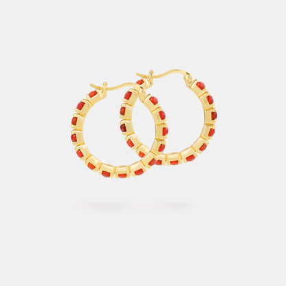 25mm carnelian hoop earrings