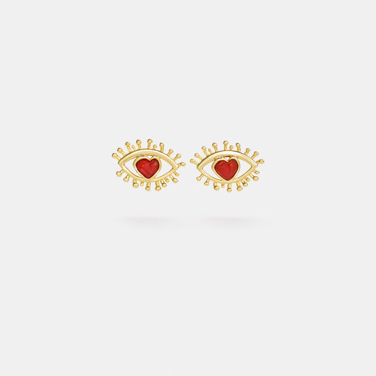 carnelian eye heart stud earrings