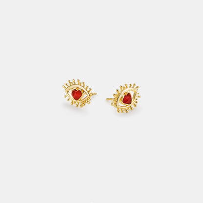 carnelian eye heart stud earrings