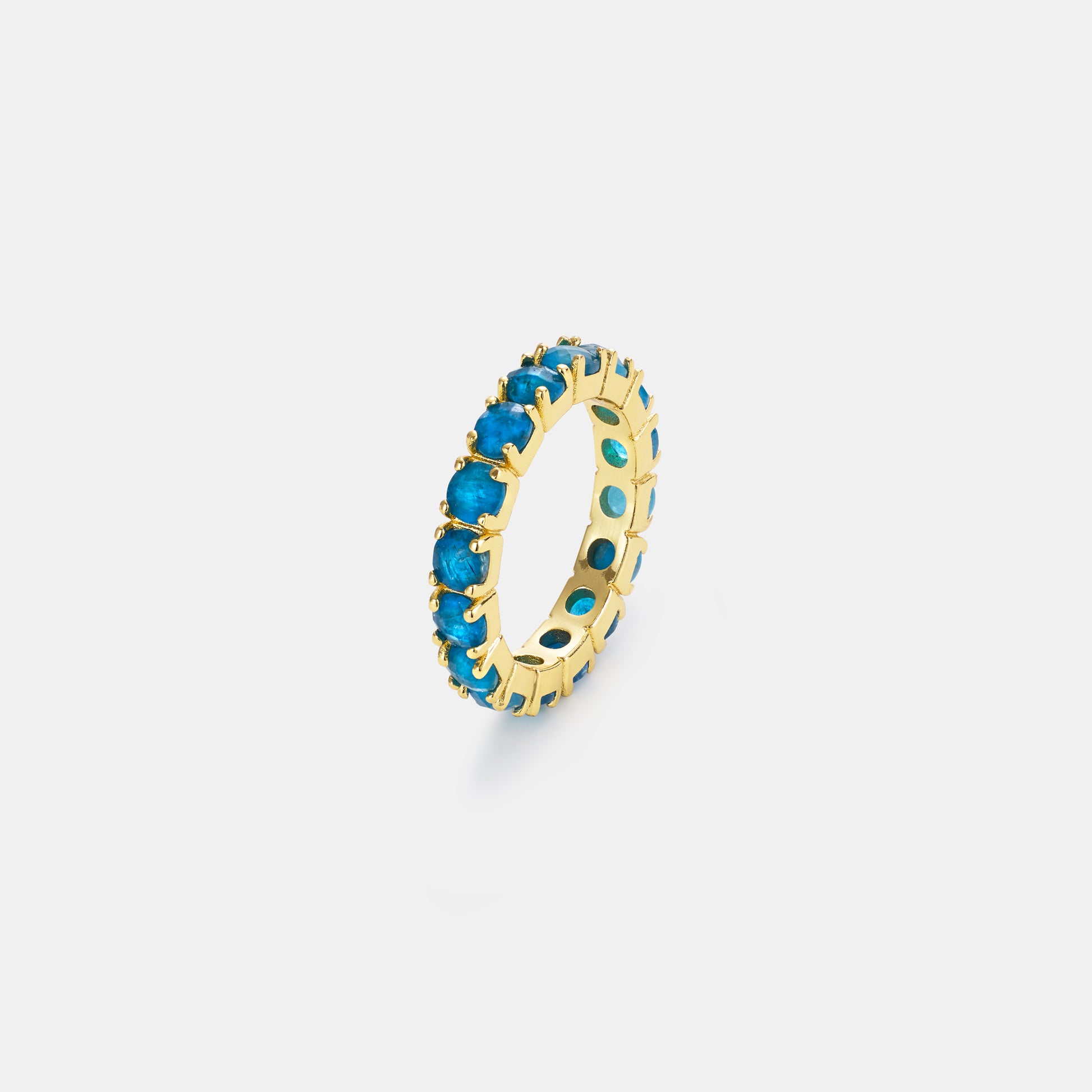 4mm apatite eternity band ring on white background