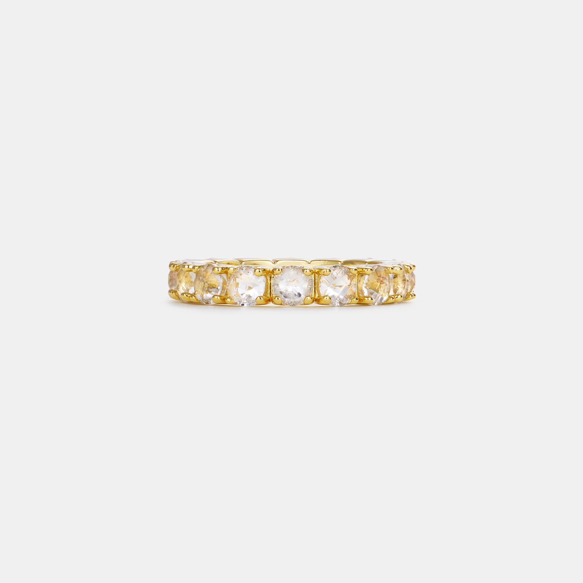 4mm crystal quartz eternity band ring