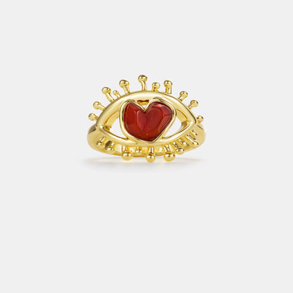 carnelian heart eyes ring