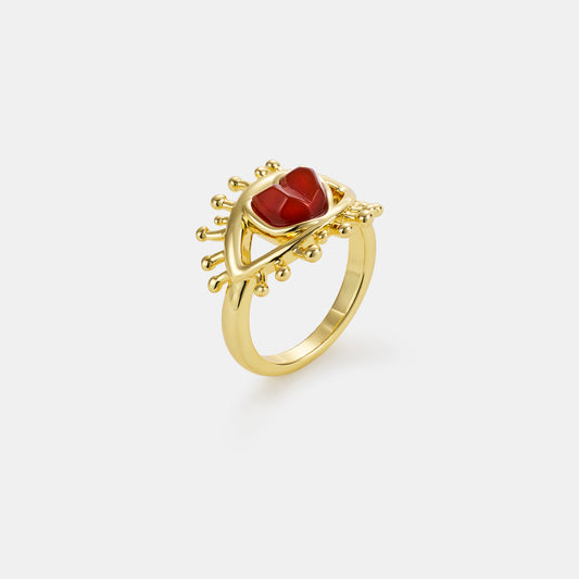 carnelian heart eyes ring