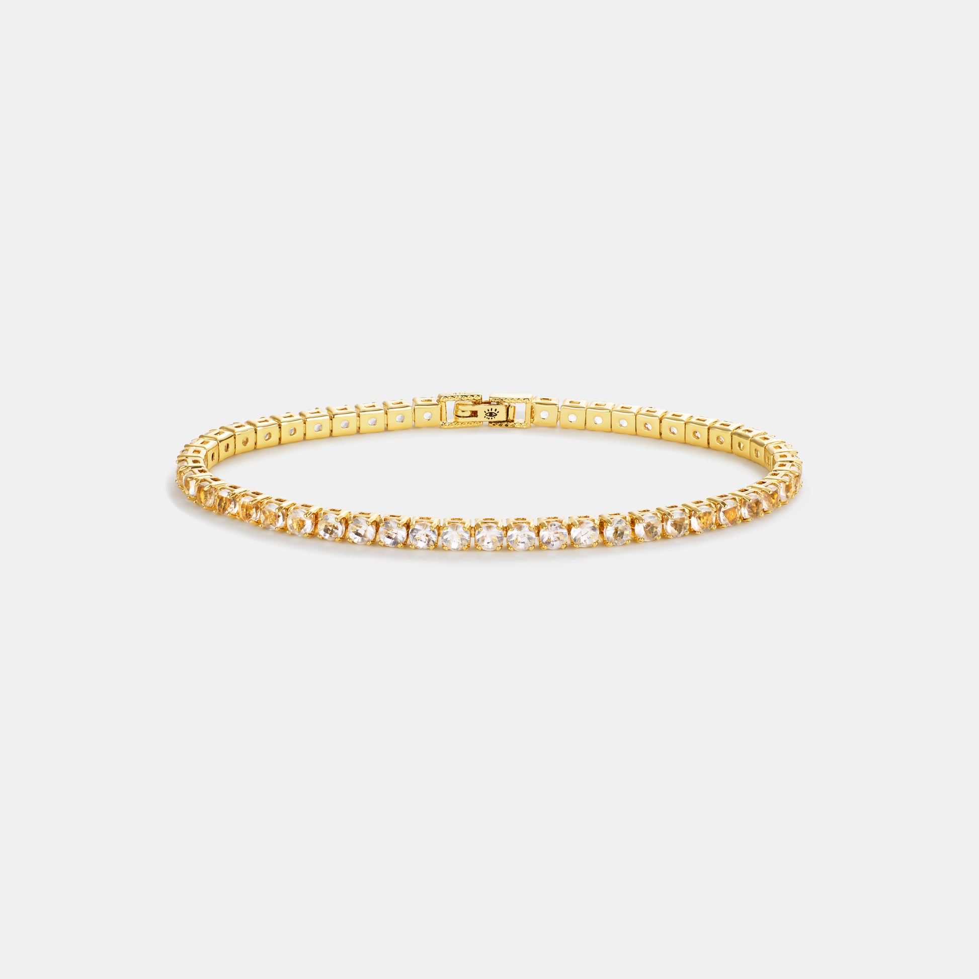3mm crystal quartz tennis bracelet on white background