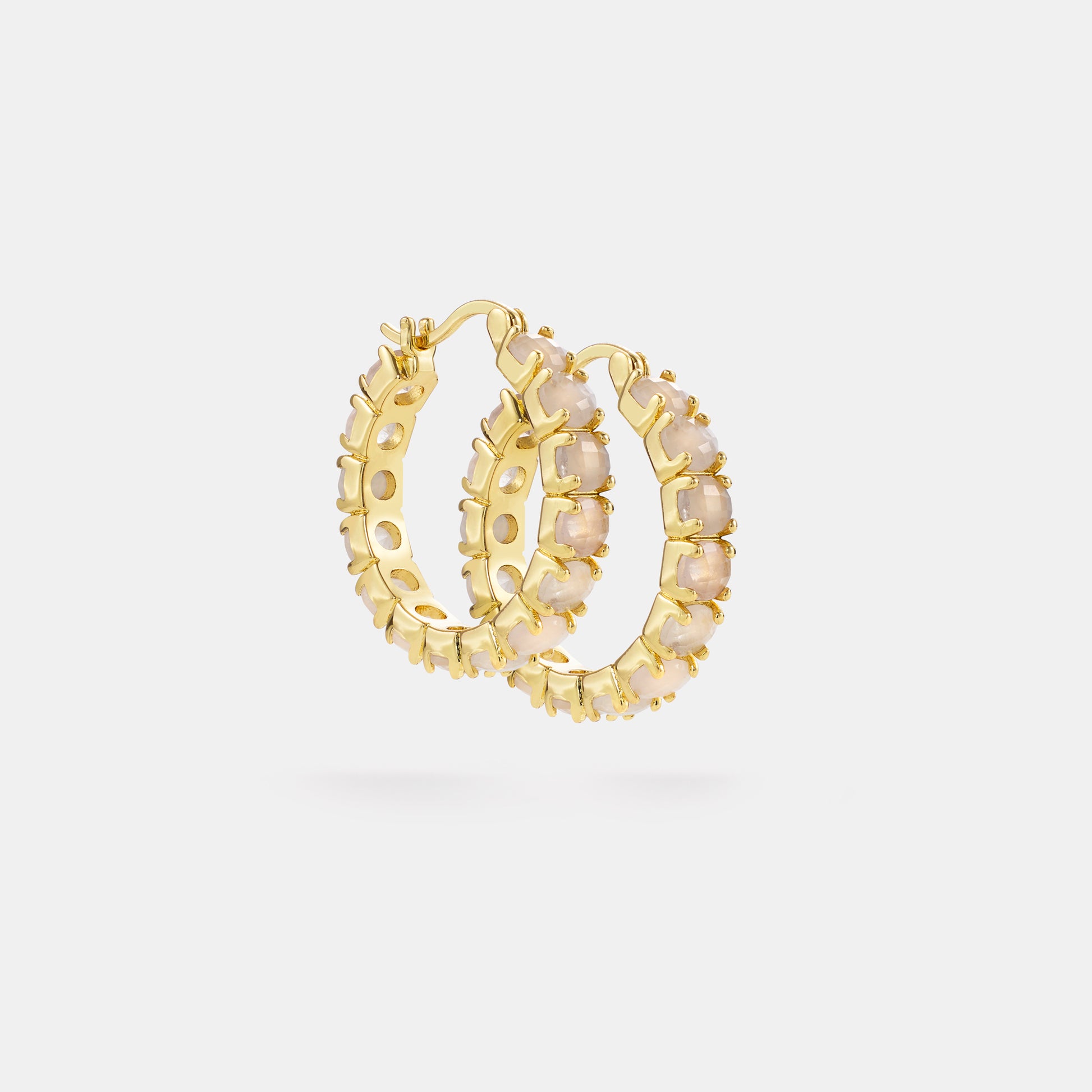 25mm rose quartz hoop earrings