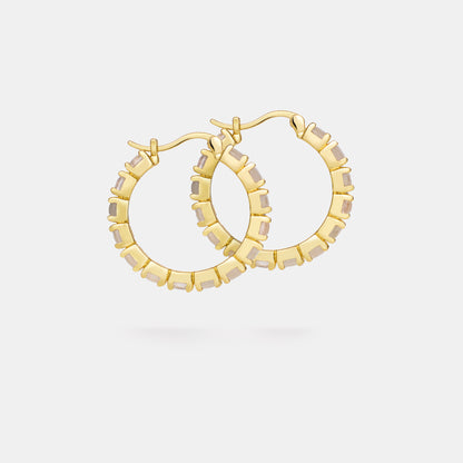 25mm rose quartz hoop earrings