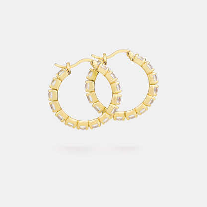 25mm crystal quartz hoop earrings