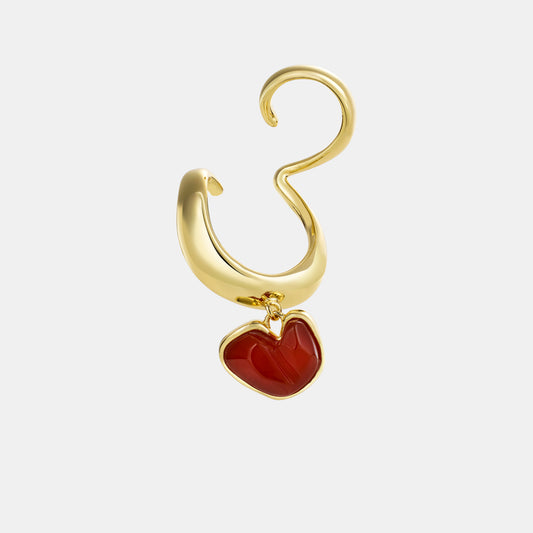 carnelian heart double ear cuff