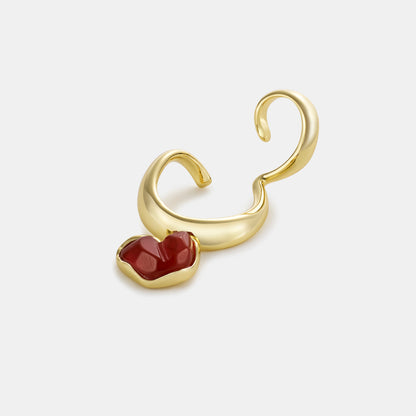 carnelian heart double ear cuff