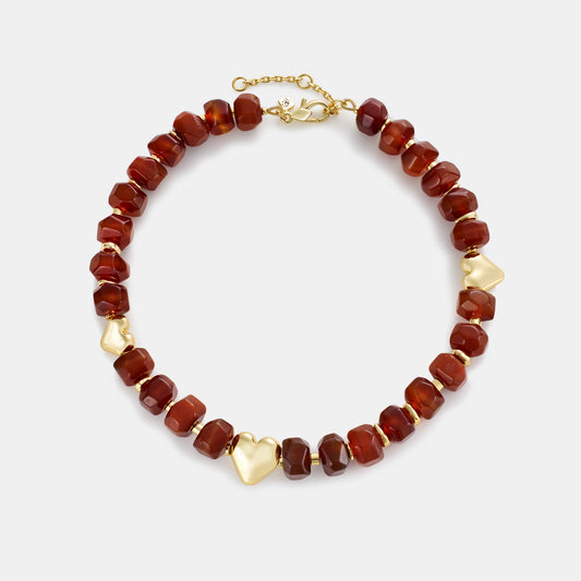 carnelian beaded heart necklace
