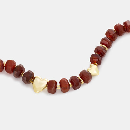 carnelian beaded heart necklace