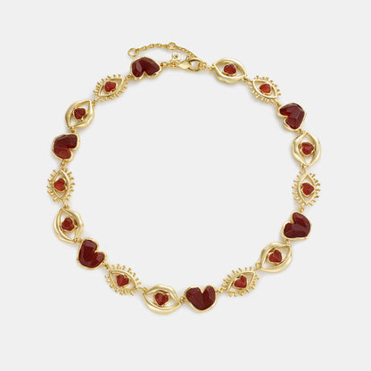 carnelian eye heart lips necklace