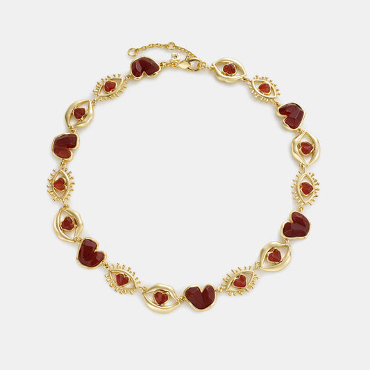 carnelian eye heart lips necklace