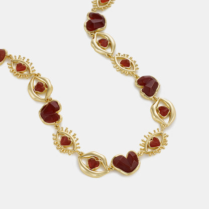 carnelian eye heart lips necklace