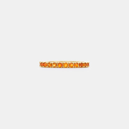 2mm carnelian eternity band ring on white background