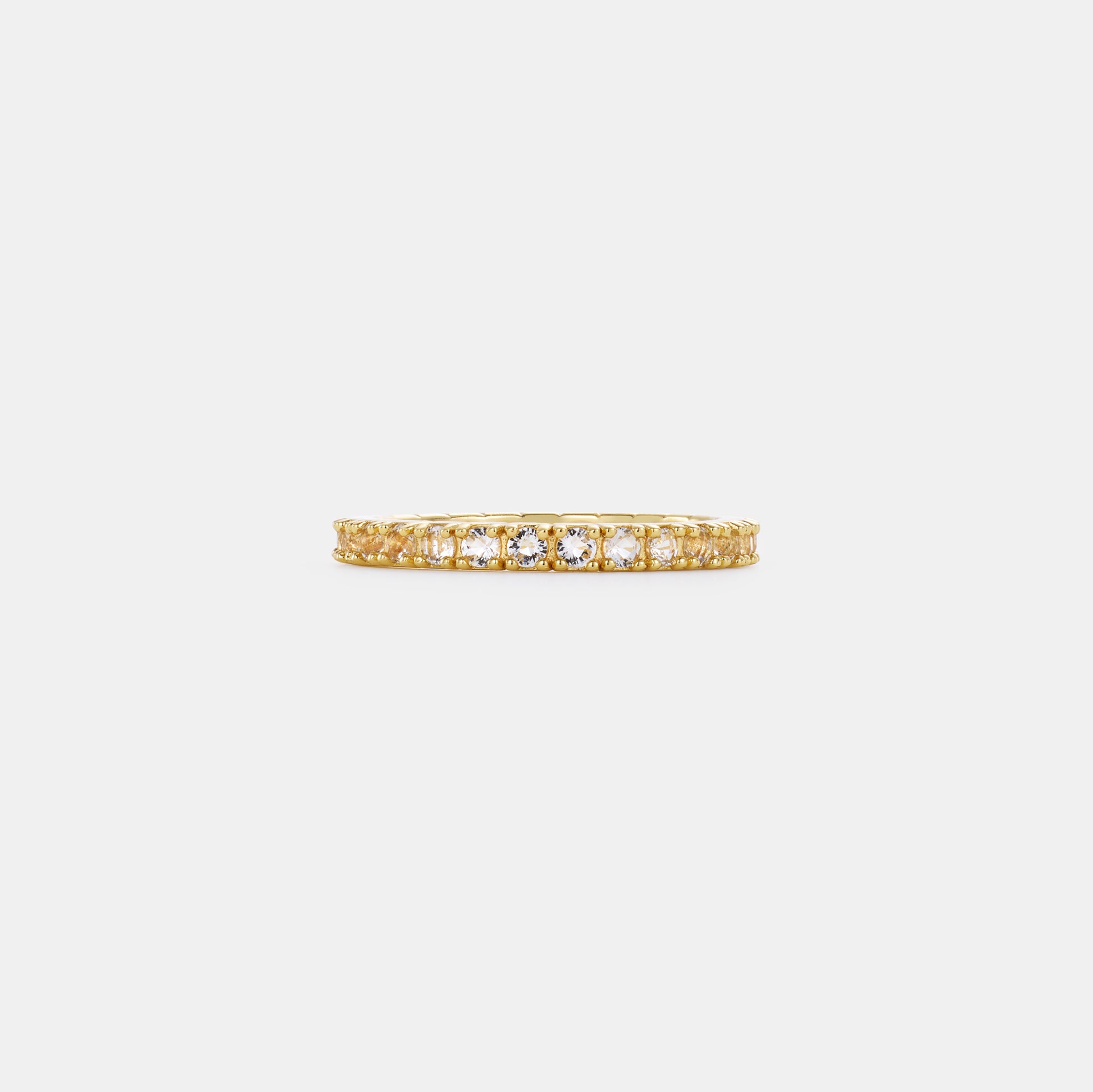 2mm crystal quartz eternity band ring