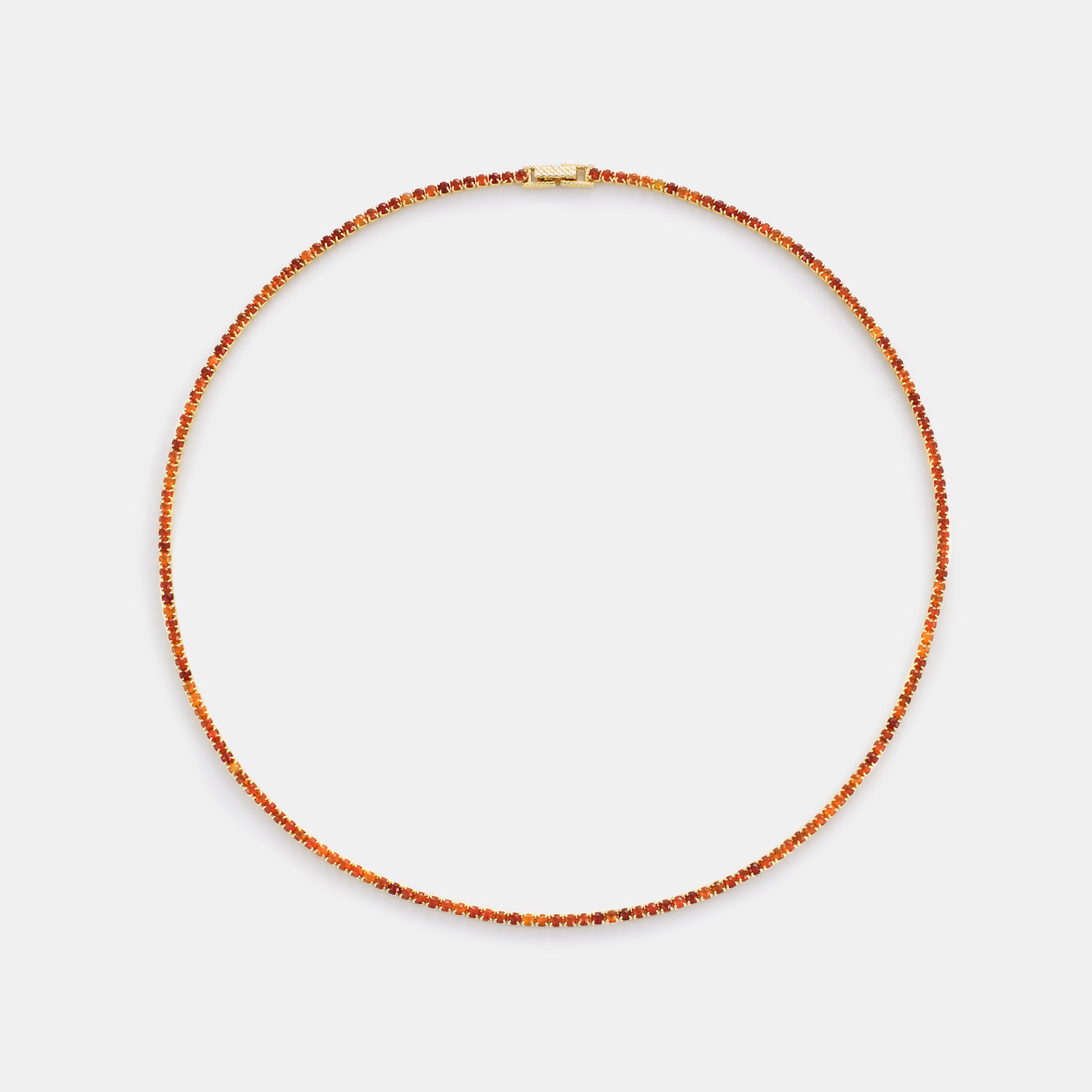 2mm carnelian tennis necklace on white background