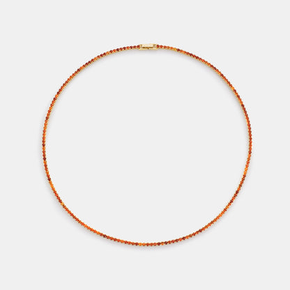2mm carnelian tennis necklace on white background