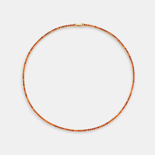 2mm carnelian tennis necklace on white background