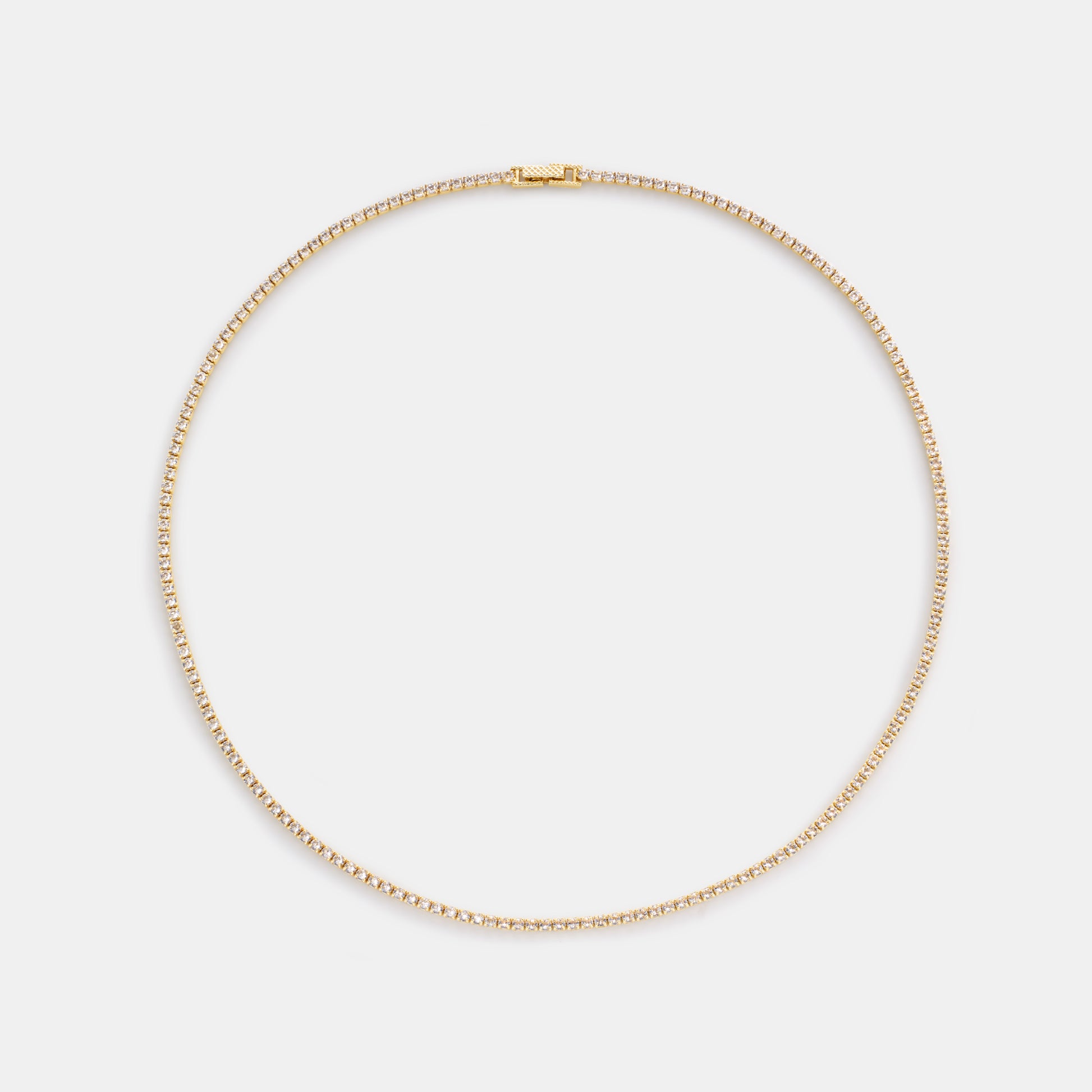 2mm crystal quartz tennis necklace on white background