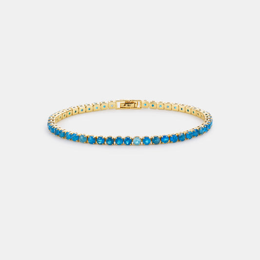 3mm apatite tennis bracelet on white background
