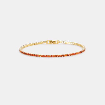2mm carnelian tennis bracelet on white ackground