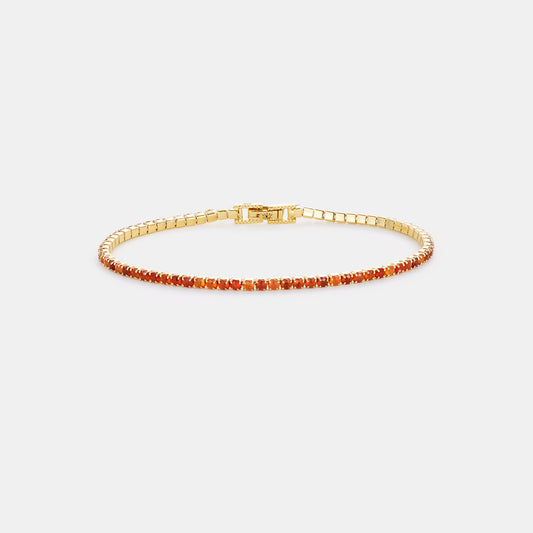 2mm carnelian tennis bracelet on white ackground