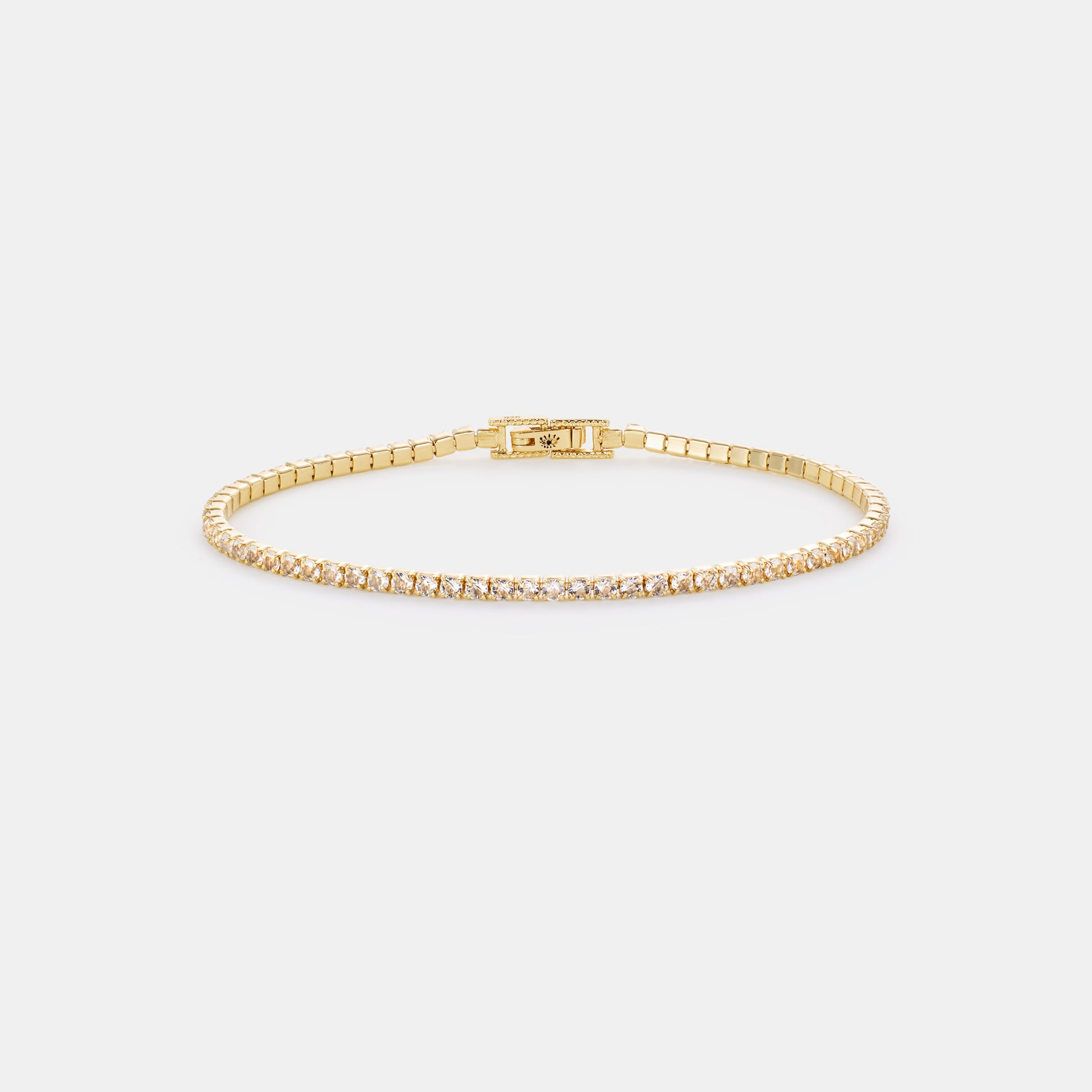 2mm crystal quartz tennis bracelet on white background