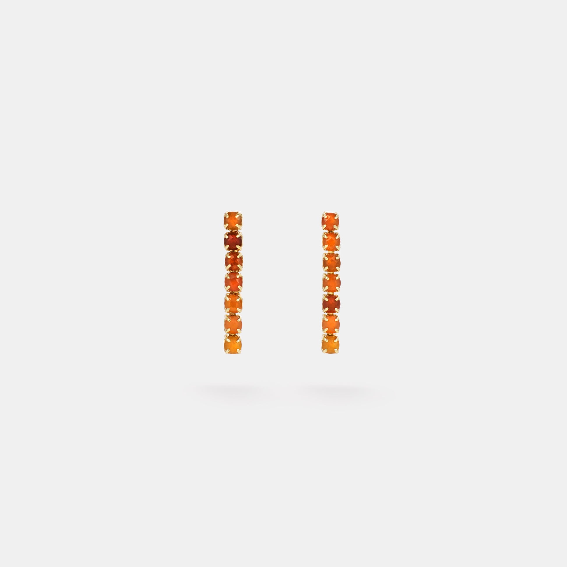 carnelian mini tennis earrings on white background