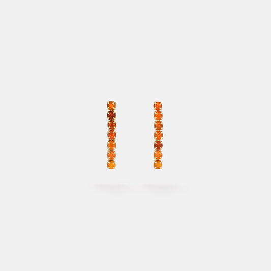 carnelian mini tennis earrings on white background