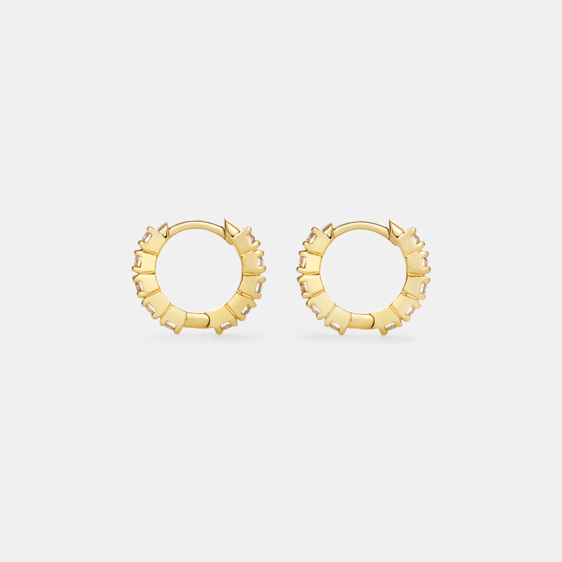 crystal quartz huggie hoop earrings