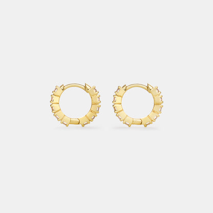 crystal quartz huggie hoop earrings