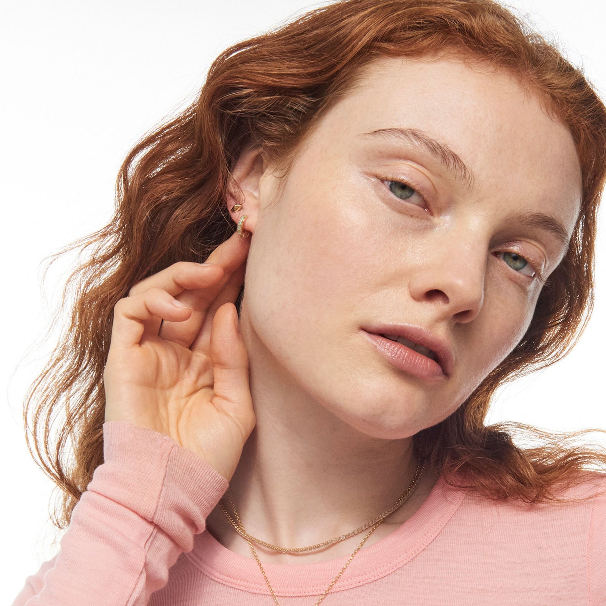 apatite huggie hoop earrings