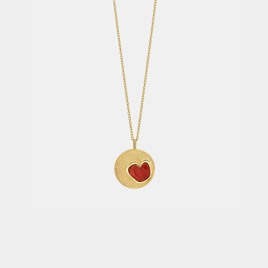 carnelian heart pendant necklace on white background