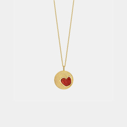 carnelian heart pendant necklace on white background