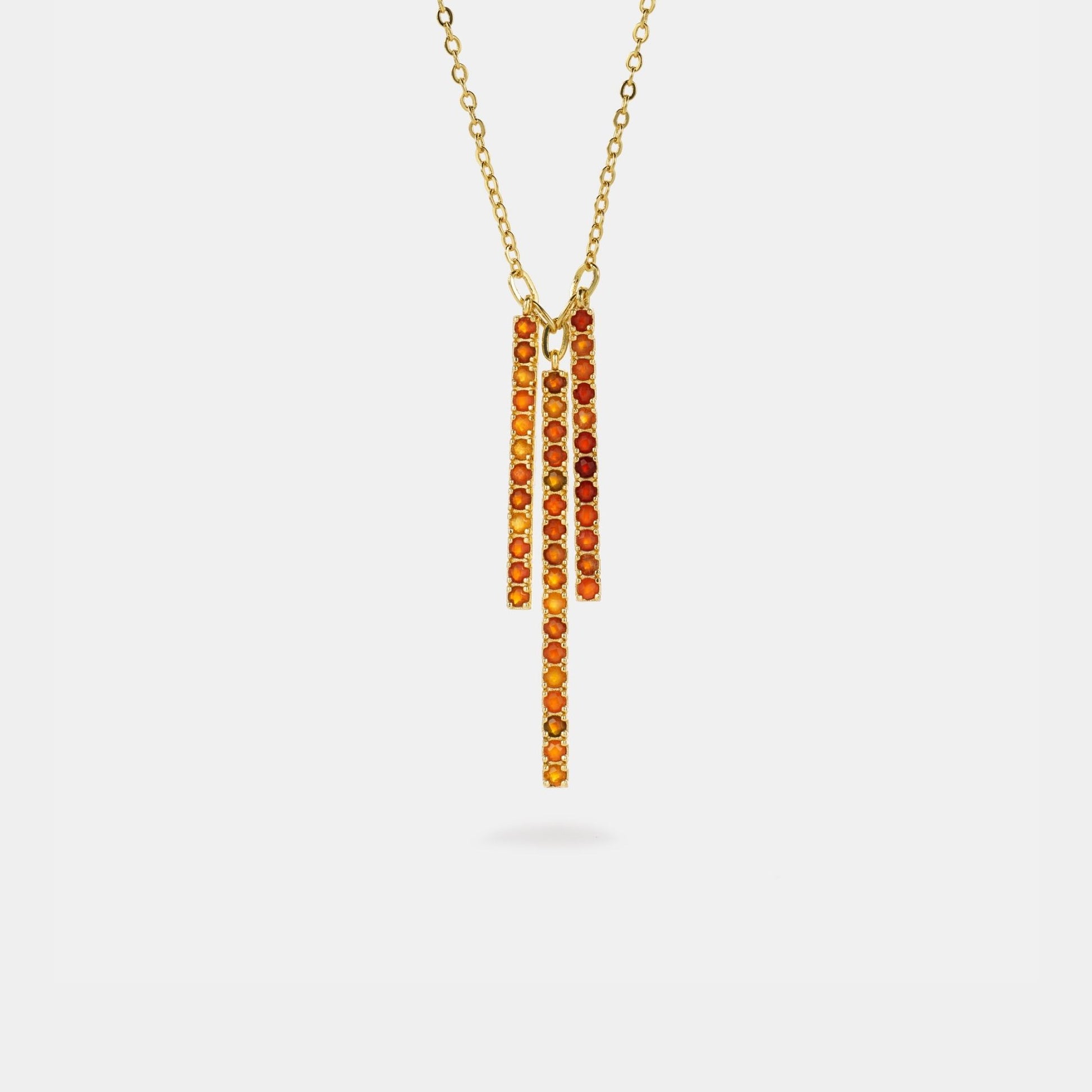 carnelian three bar necklace
on a white background
